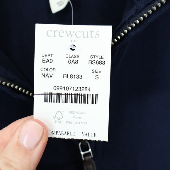 NWT J.Crew Crewcuts Boys' Sueded Half Zip Popover Sweatshirt Navy Blue S (6-7) - Picture 8 of 9